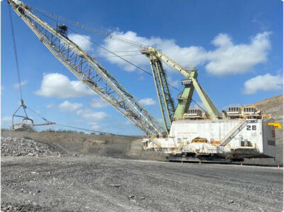 A Dragline excavator in operation