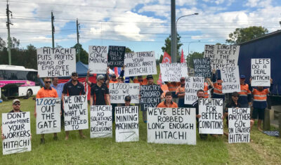 MEU members on the picket line at Hitachi