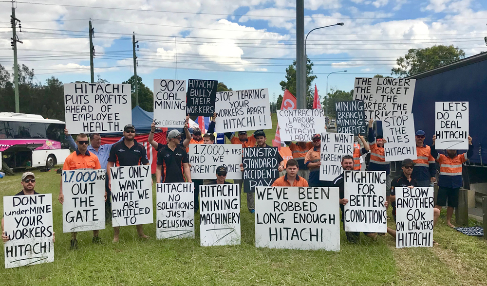 MEU members on the picket line at Hitachi