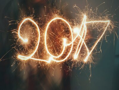 2017 spelled out with a sparkler